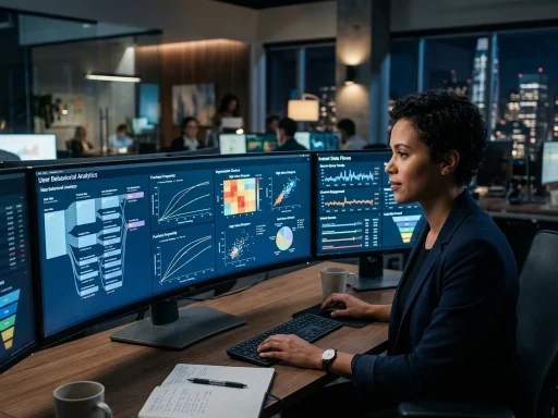 Behavior Based Marketing: Turning Intent Signals into Precision Campaigns 3 Marketer analyzing behavior based marketing analytics on widescreen monitor (AI Generated Image)