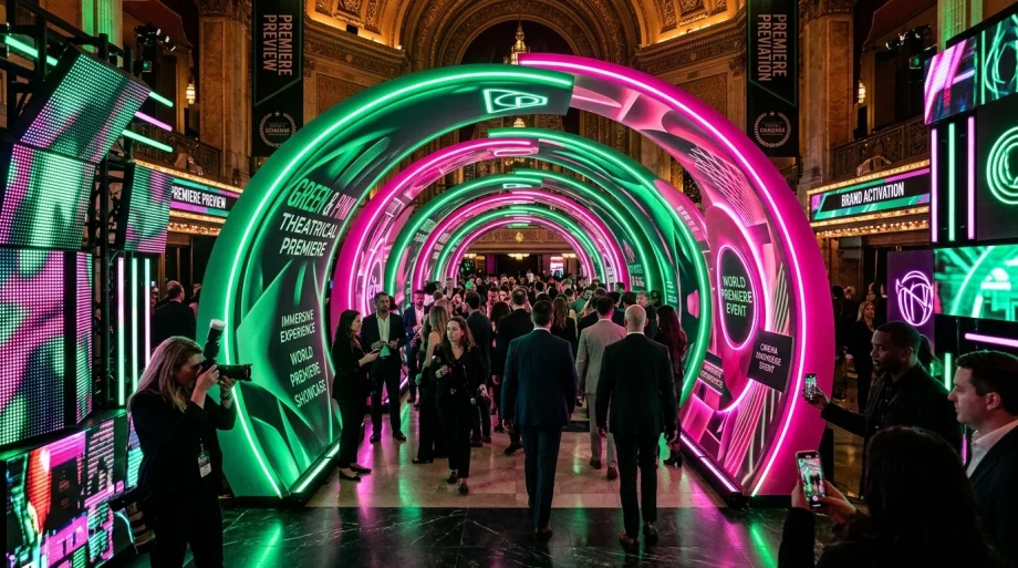 The 3 Core Marketing Strategy Pillars Behind Wicked's Box Office Domination 2 Wicked theatrical premiere showcase brand activation tunnel in pink and green (AI Generated Image)