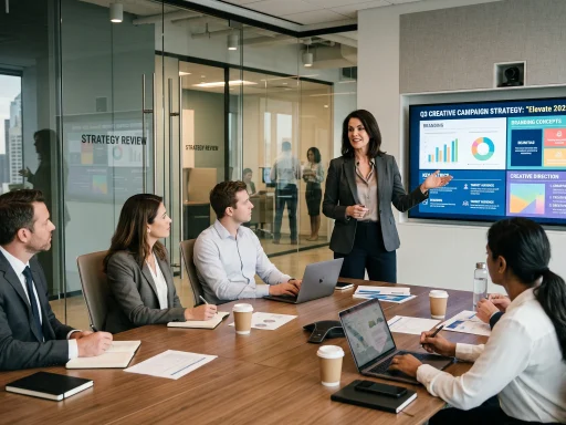 Director of marketing leading strategic campaign review in executive boardroom (AI Generated Image)